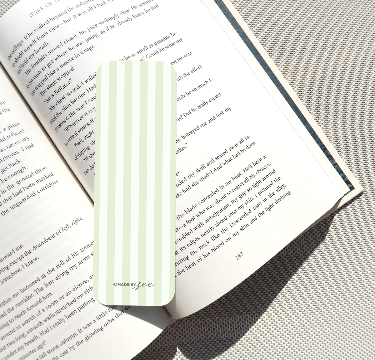 Reading Side Effects Green Stripe Bookmark