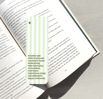 Reading Side Effects Green Stripe Bookmark