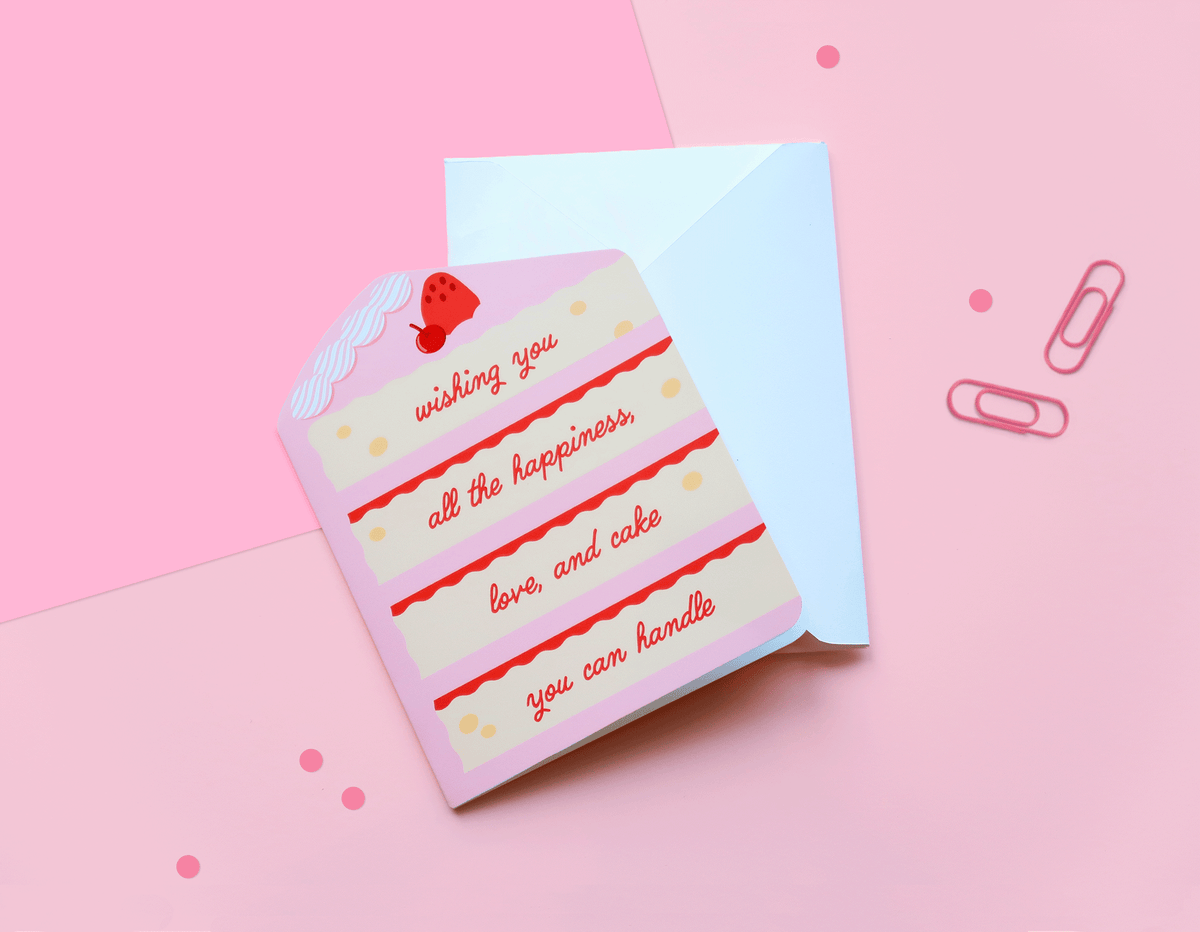 Happiness Love And Cake Birthday Greeting Card